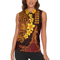 Hawaii Volcano Women Sleeveless Polo Shirt Polynesian and Kakau Pattern LT03 - Polynesian Pride