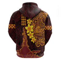 Hawaii Volcano Zip Hoodie Polynesian and Kakau Pattern