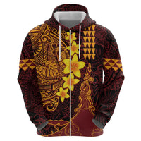 Hawaii Volcano Zip Hoodie Polynesian and Kakau Pattern