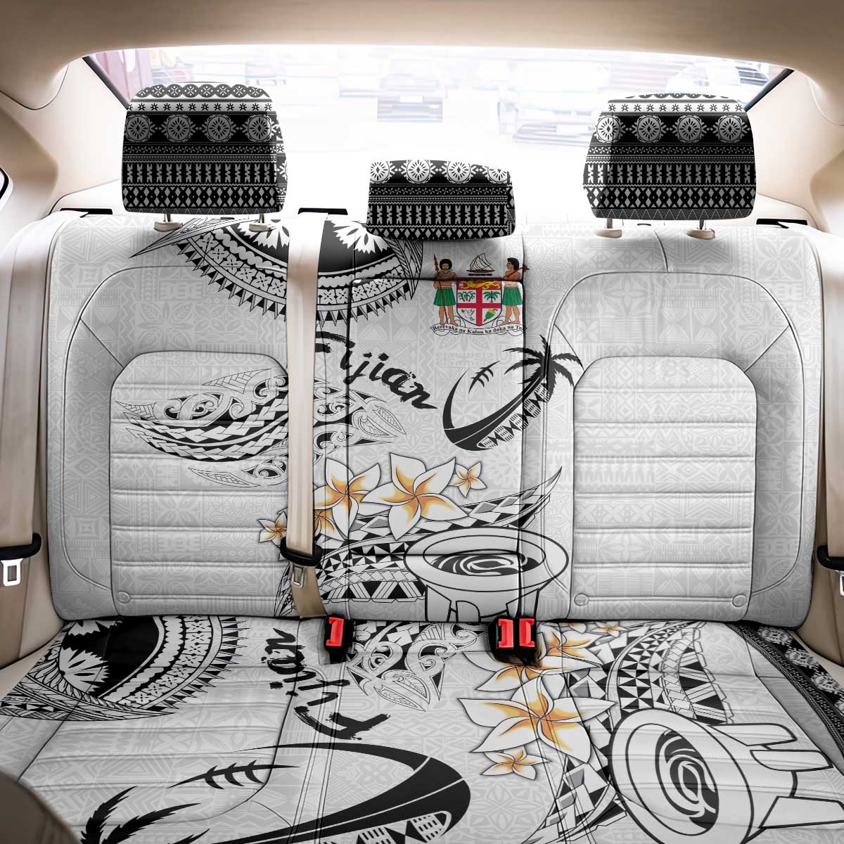 Fijian Traditional Culture Back Car Seat Cover Tapa Tribal Tattoos - Polynesian Pride