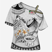 Fijian Traditional Culture Cross Shoulder Shirt Tapa Tribal Tattoos LT03 Female White - Polynesian Pride