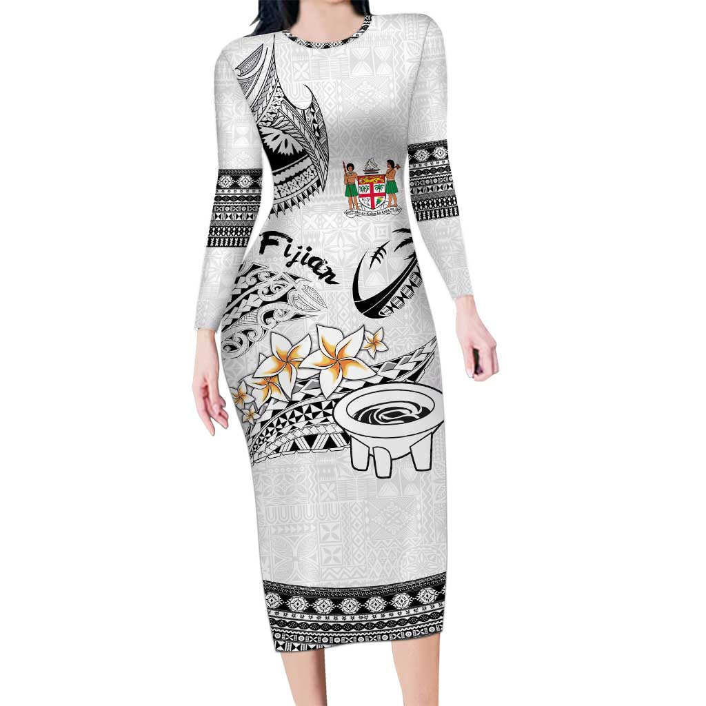 Fijian Traditional Culture Family Matching Long Sleeve Bodycon Dress and Hawaiian Shirt Tapa Tribal Tattoos - Polynesian Pride