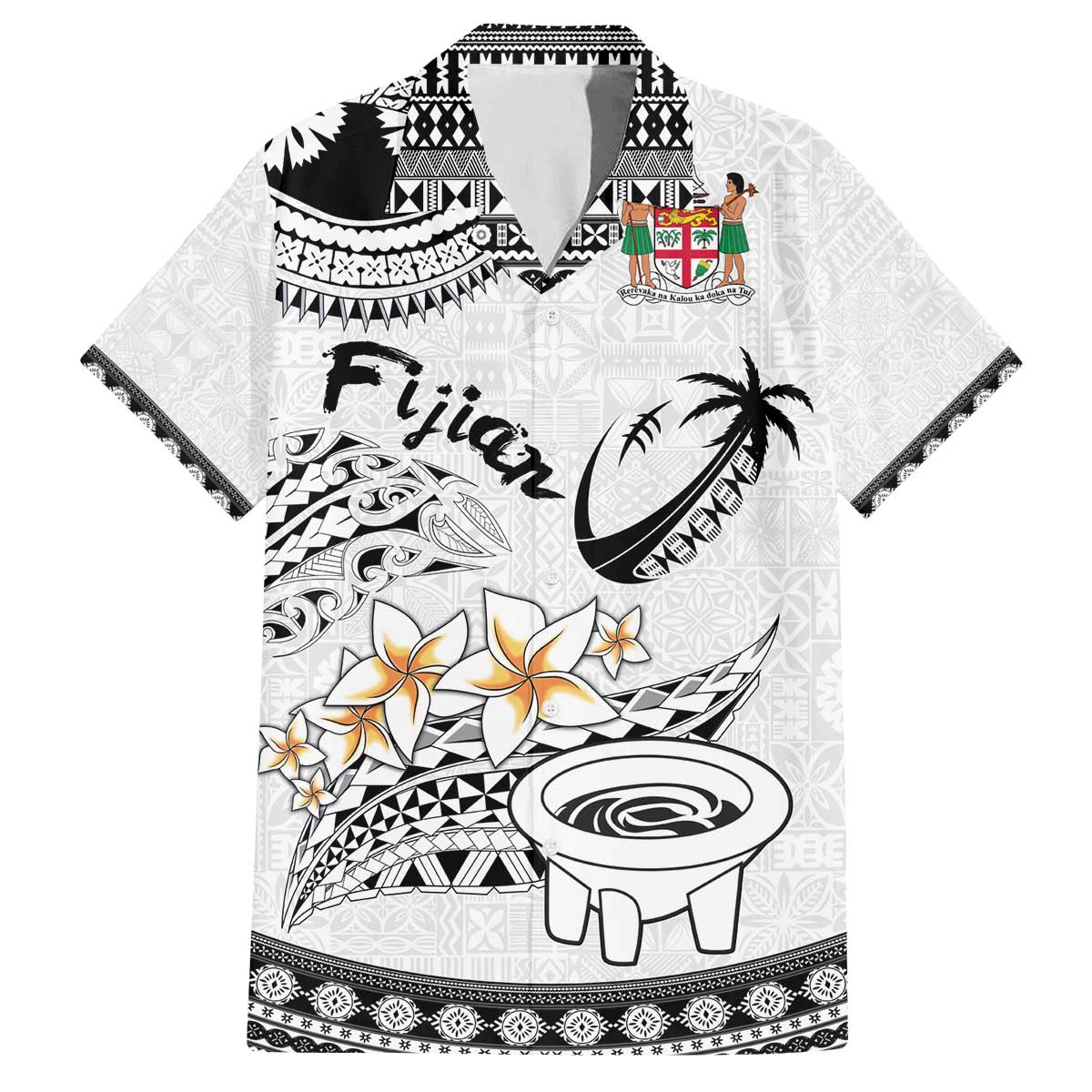 Fijian Traditional Culture Family Matching Off The Shoulder Long Sleeve Dress and Hawaiian Shirt Tapa Tribal Tattoos - Polynesian Pride