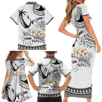 Fijian Traditional Culture Family Matching Short Sleeve Bodycon Dress and Hawaiian Shirt Tapa Tribal Tattoos - Polynesian Pride