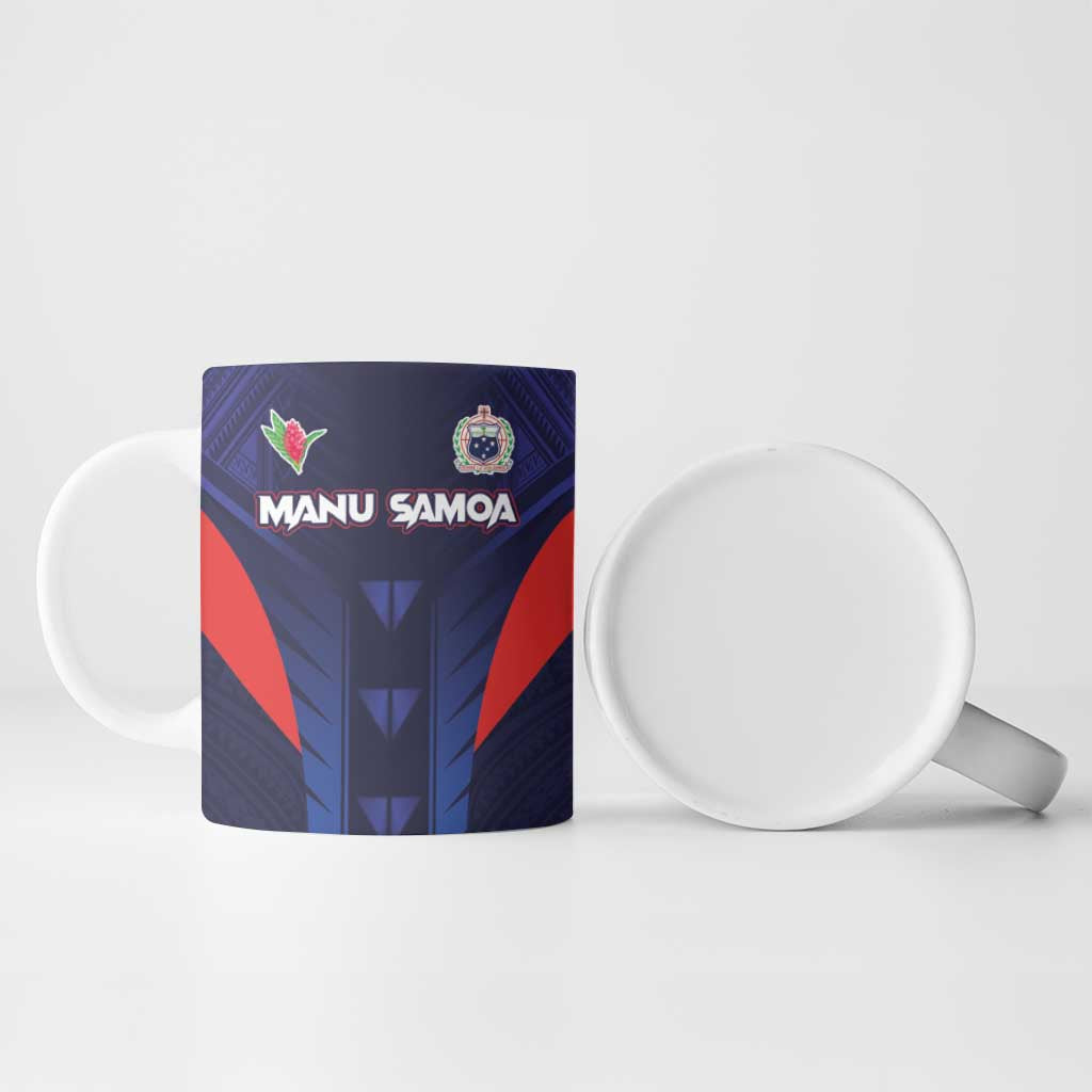 Custom Rugby Samoa Ceramic Mug Siva Tau Spirit Sporty Vibes - Polynesian Pride