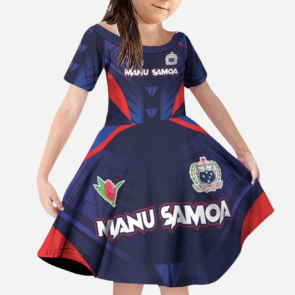Custom Rugby Samoa Family Matching Off Shoulder Maxi Dress and Hawaiian Shirt Siva Tau Spirit Sporty Vibes - Polynesian Pride