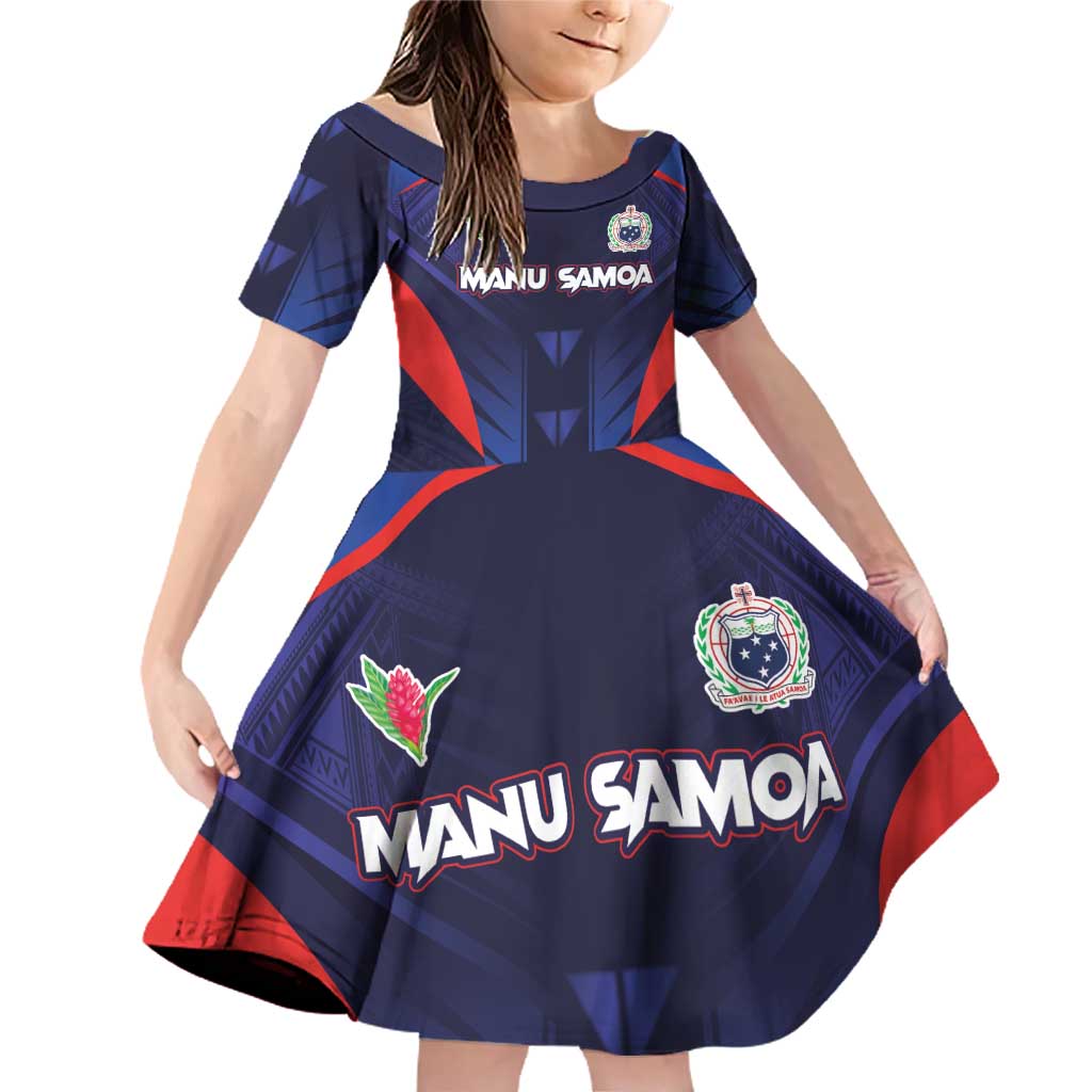 Custom Rugby Samoa Family Matching Off Shoulder Short Dress and Hawaiian Shirt Siva Tau Spirit Sporty Vibes - Polynesian Pride