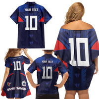 Custom Rugby Samoa Family Matching Off Shoulder Short Dress and Hawaiian Shirt Siva Tau Spirit Sporty Vibes - Polynesian Pride