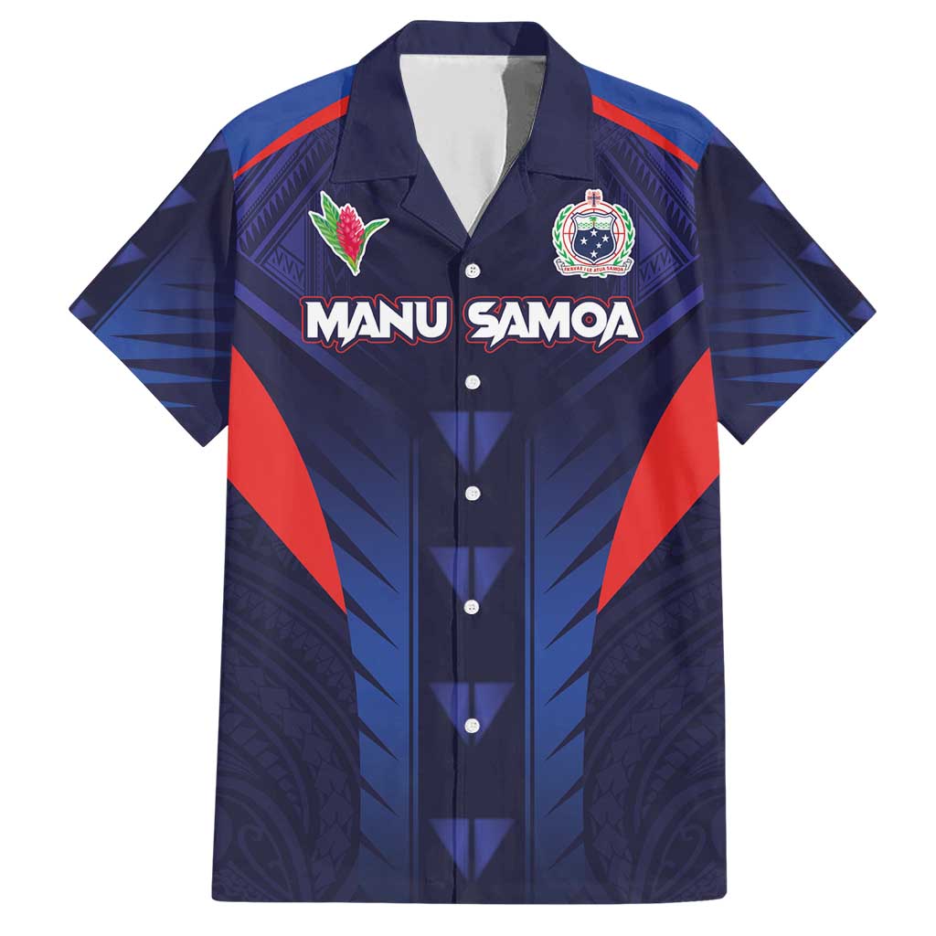 Custom Rugby Samoa Family Matching Short Sleeve Bodycon Dress and Hawaiian Shirt Siva Tau Spirit Sporty Vibes - Polynesian Pride