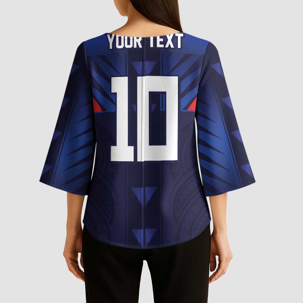 Custom Rugby Samoa Kimono Sleeve Blouse Siva Tau Spirit Sporty Vibes - Polynesian Pride