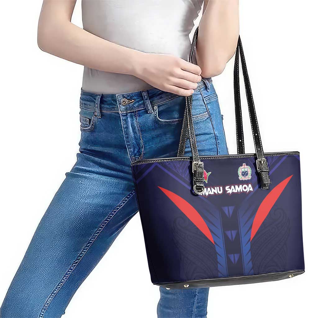 Rugby Samoa Leather Tote Bag Siva Tau Spirit Sporty Vibes - Polynesian Pride