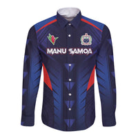 Custom Rugby Samoa Long Sleeve Button Shirt Siva Tau Spirit Sporty Vibes - Polynesian Pride