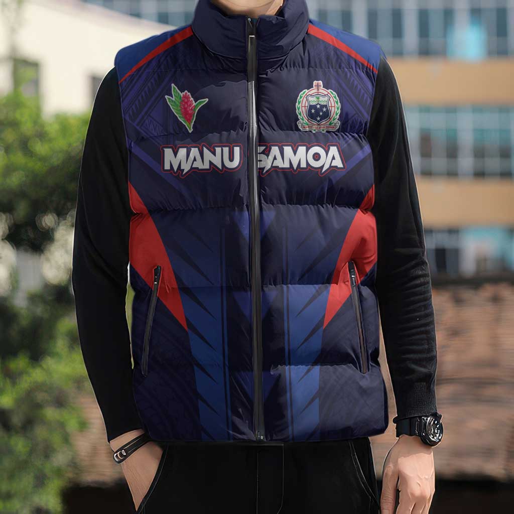 Custom Rugby Samoa Sleeveless Puffer Jacket Siva Tau Spirit Sporty Vibes - Polynesian Pride