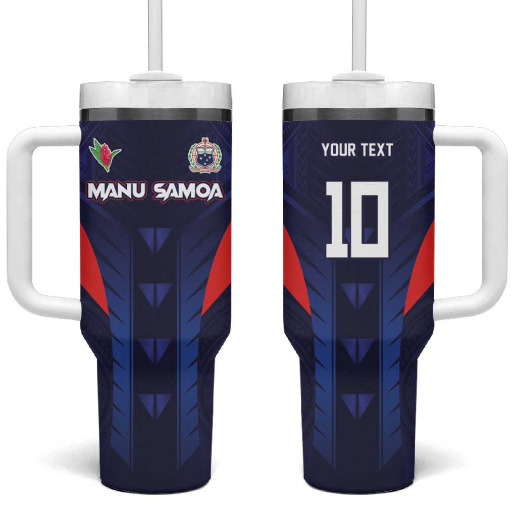 Custom Rugby Samoa Tumbler With Handle Siva Tau Spirit Sporty Vibes - Polynesian Pride