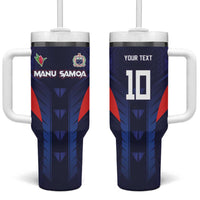Custom Rugby Samoa Tumbler With Handle Siva Tau Spirit Sporty Vibes - Polynesian Pride
