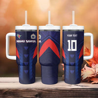 Custom Rugby Samoa Tumbler With Handle Siva Tau Spirit Sporty Vibes - Polynesian Pride