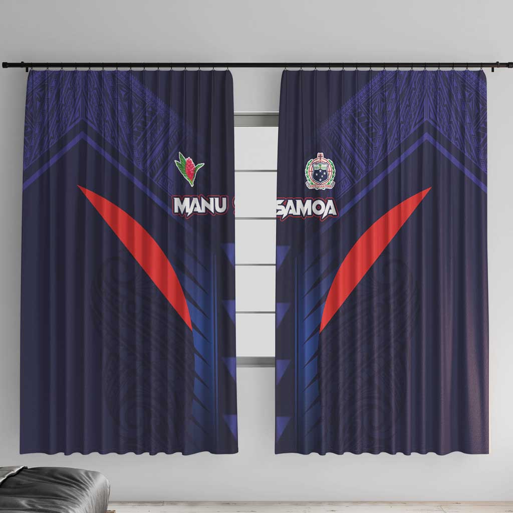 Rugby Samoa Window Curtain Siva Tau Spirit Sporty Vibes - Polynesian Pride