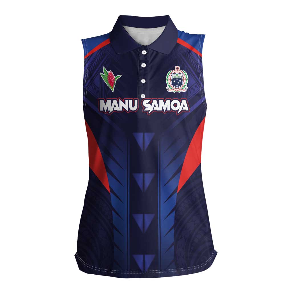 Custom Rugby Samoa Women Sleeveless Polo Shirt Siva Tau Spirit Sporty Vibes - Polynesian Pride