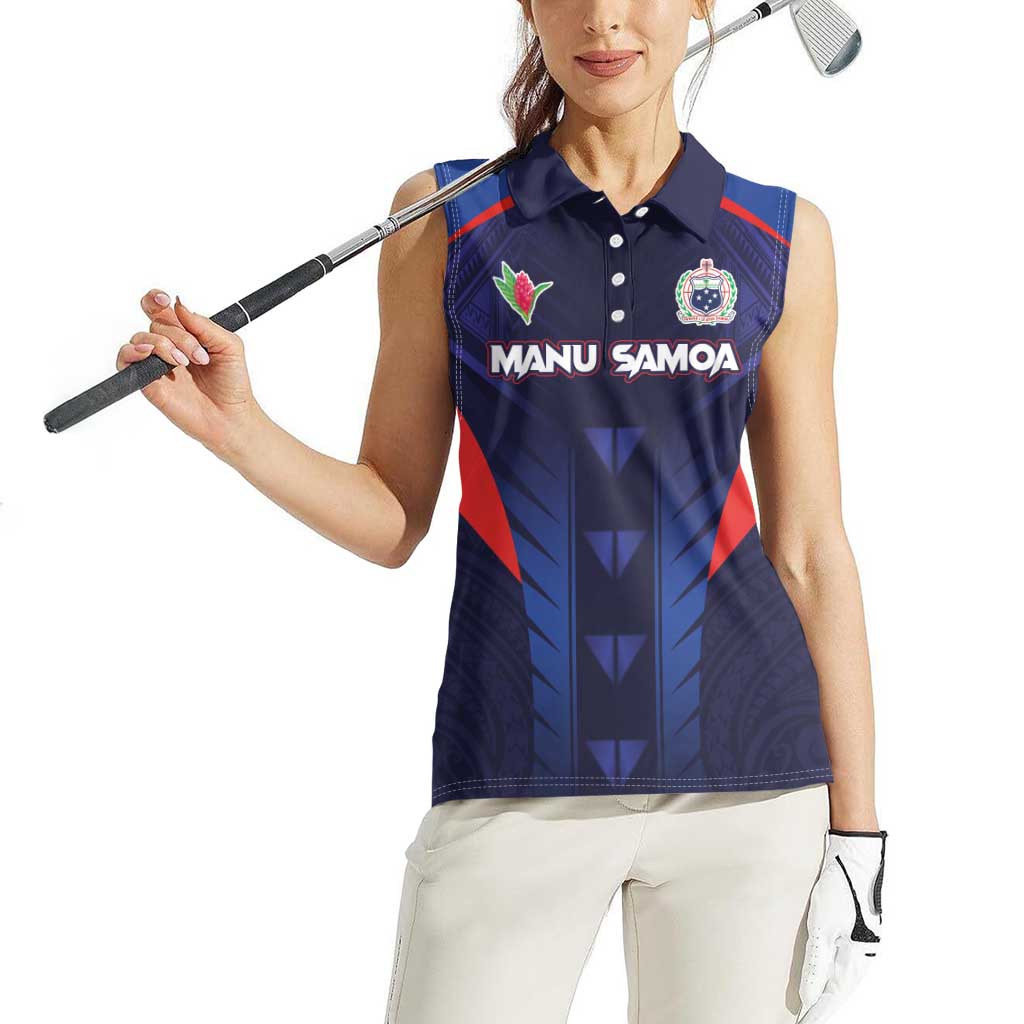Custom Rugby Samoa Women Sleeveless Polo Shirt Siva Tau Spirit Sporty Vibes - Polynesian Pride