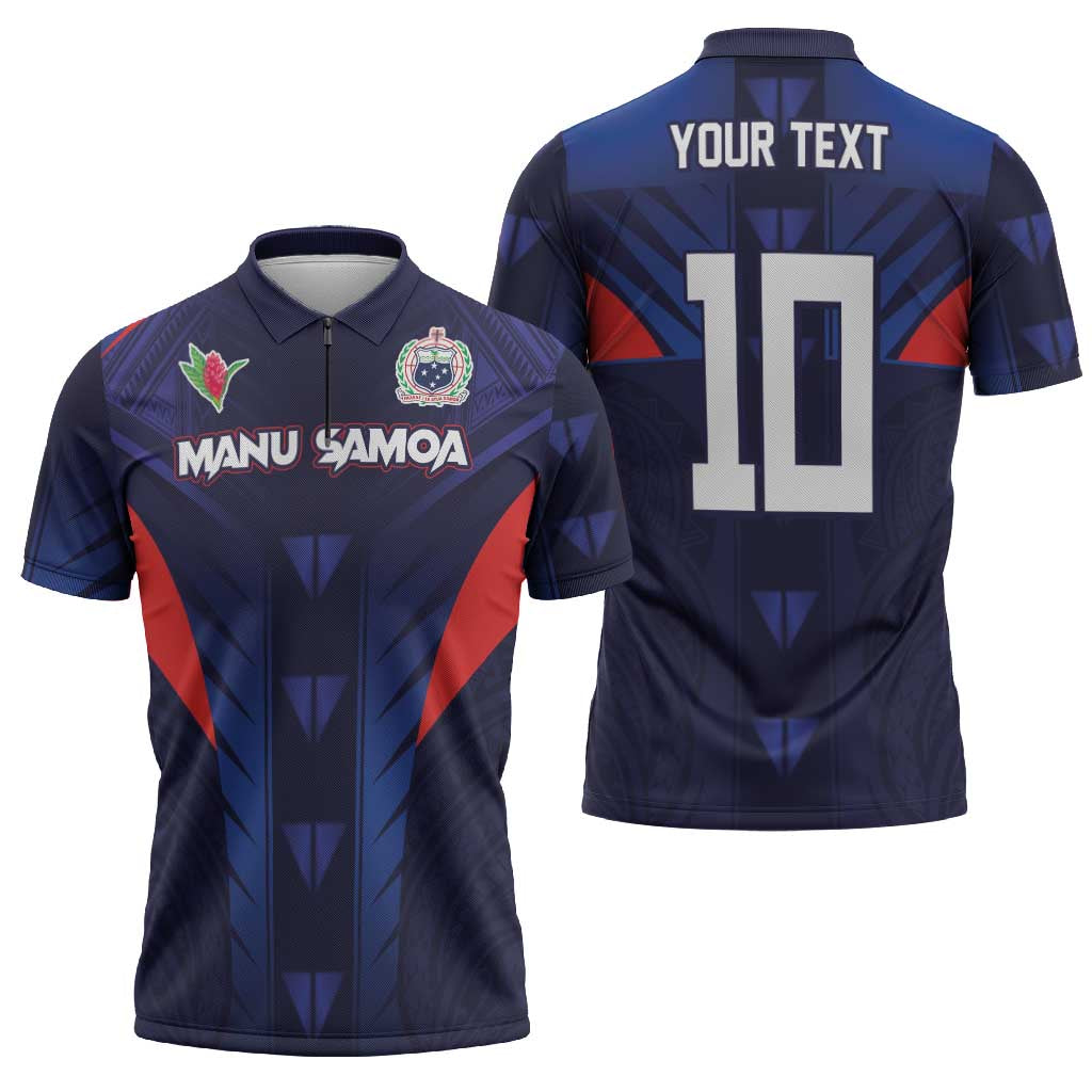 Custom Rugby Samoa Zipper Polo Shirt Siva Tau Spirit Sporty Vibes - Polynesian Pride