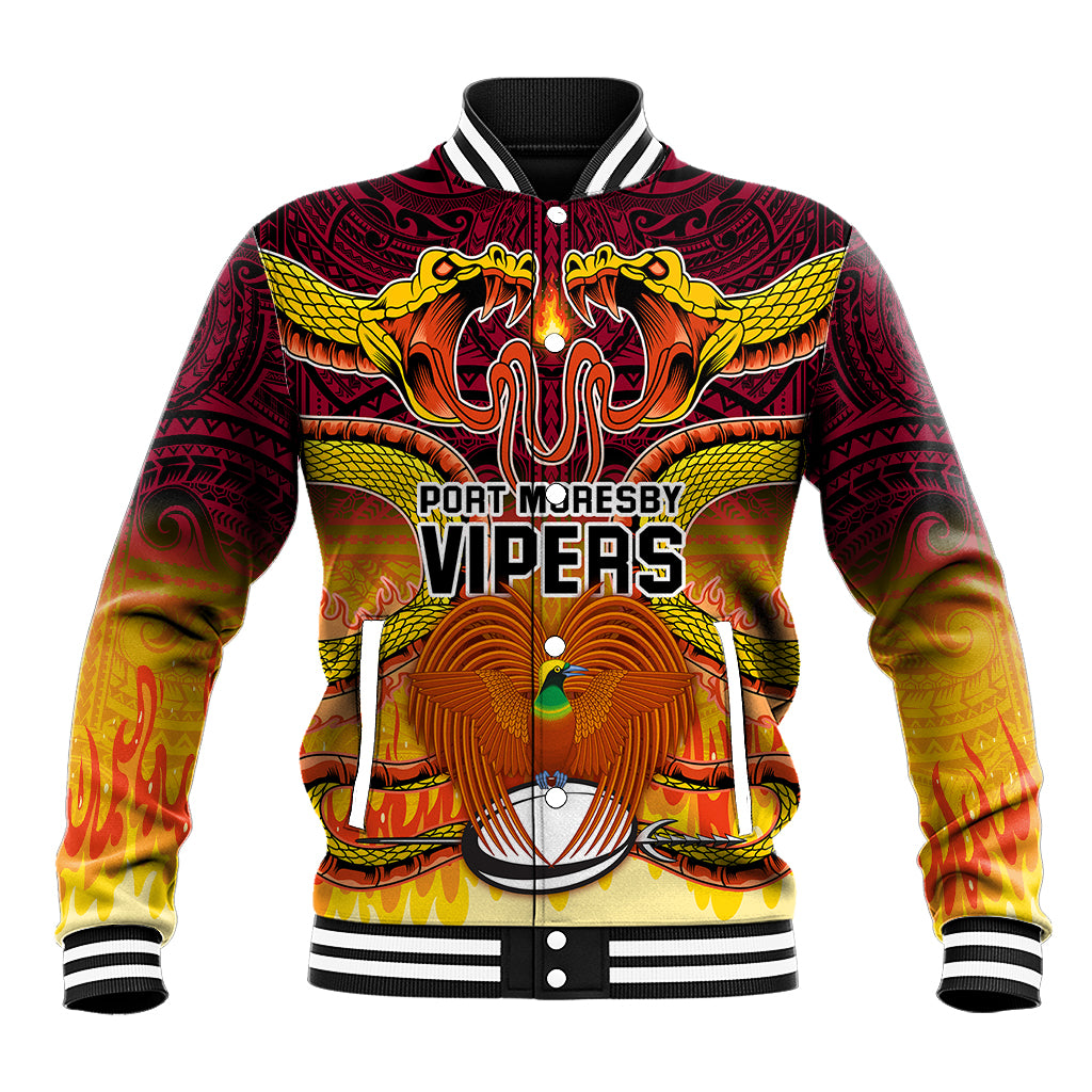 PNG Port Moresby Vipers Rugby Baseball Jacket Fire Vipers Mix PNG Bird Polynesian Tattoo LT03 Unisex Yellow - Polynesian Pride