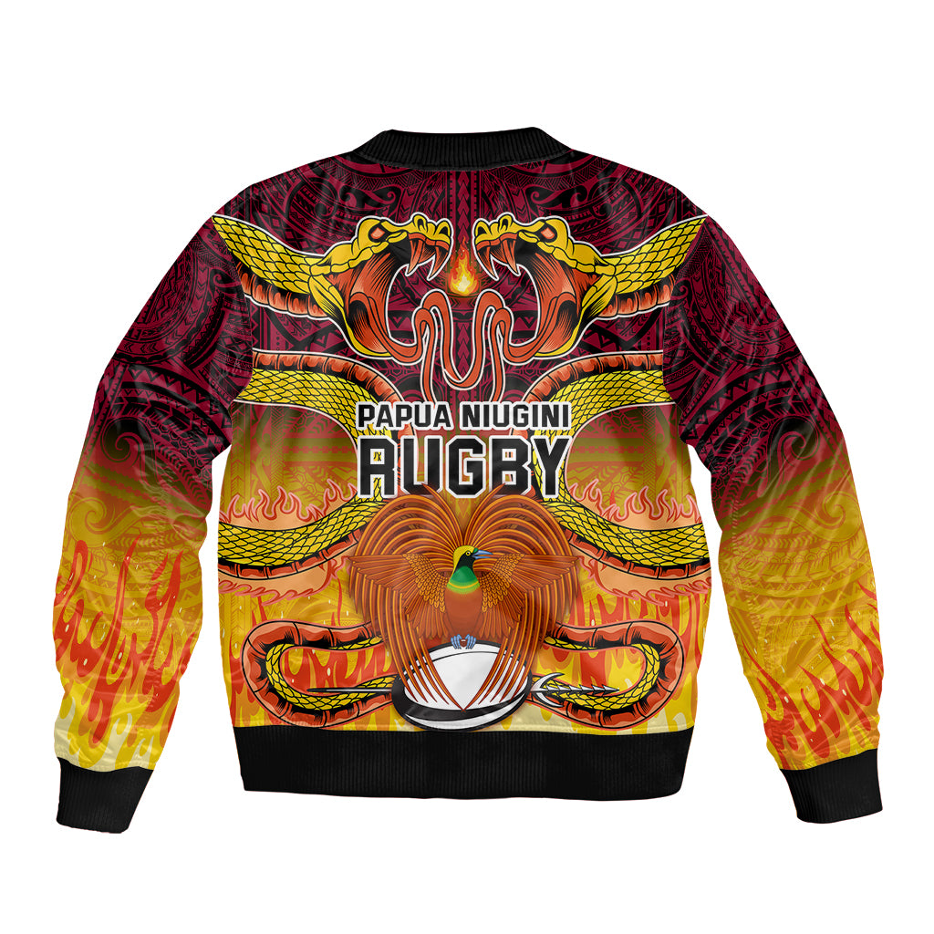 PNG Port Moresby Vipers Rugby Bomber Jacket Fire Vipers Mix PNG Bird Polynesian Tattoo LT03 - Polynesian Pride