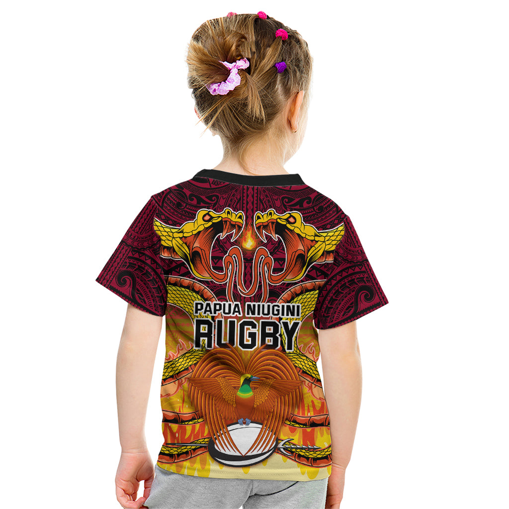 PNG Port Moresby Vipers Rugby Kid T Shirt Fire Vipers Mix PNG Bird Polynesian Tattoo LT03 - Polynesian Pride