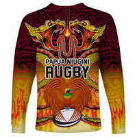 PNG Port Moresby Vipers Rugby Long Sleeve Shirt Fire Vipers Mix PNG Bird Polynesian Tattoo LT03 - Polynesian Pride
