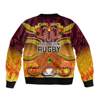 PNG Port Moresby Vipers Rugby Sleeve Zip Bomber Jacket Fire Vipers Mix PNG Bird Polynesian Tattoo LT03 - Polynesian Pride