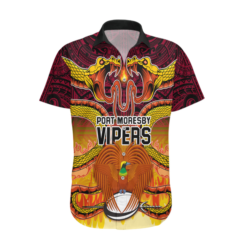 Custom PNG Port Moresby Vipers Rugby Hawaiian Shirt Fire Vipers Mix PNG Bird Polynesian Tattoo LT03 Yellow - Polynesian Pride