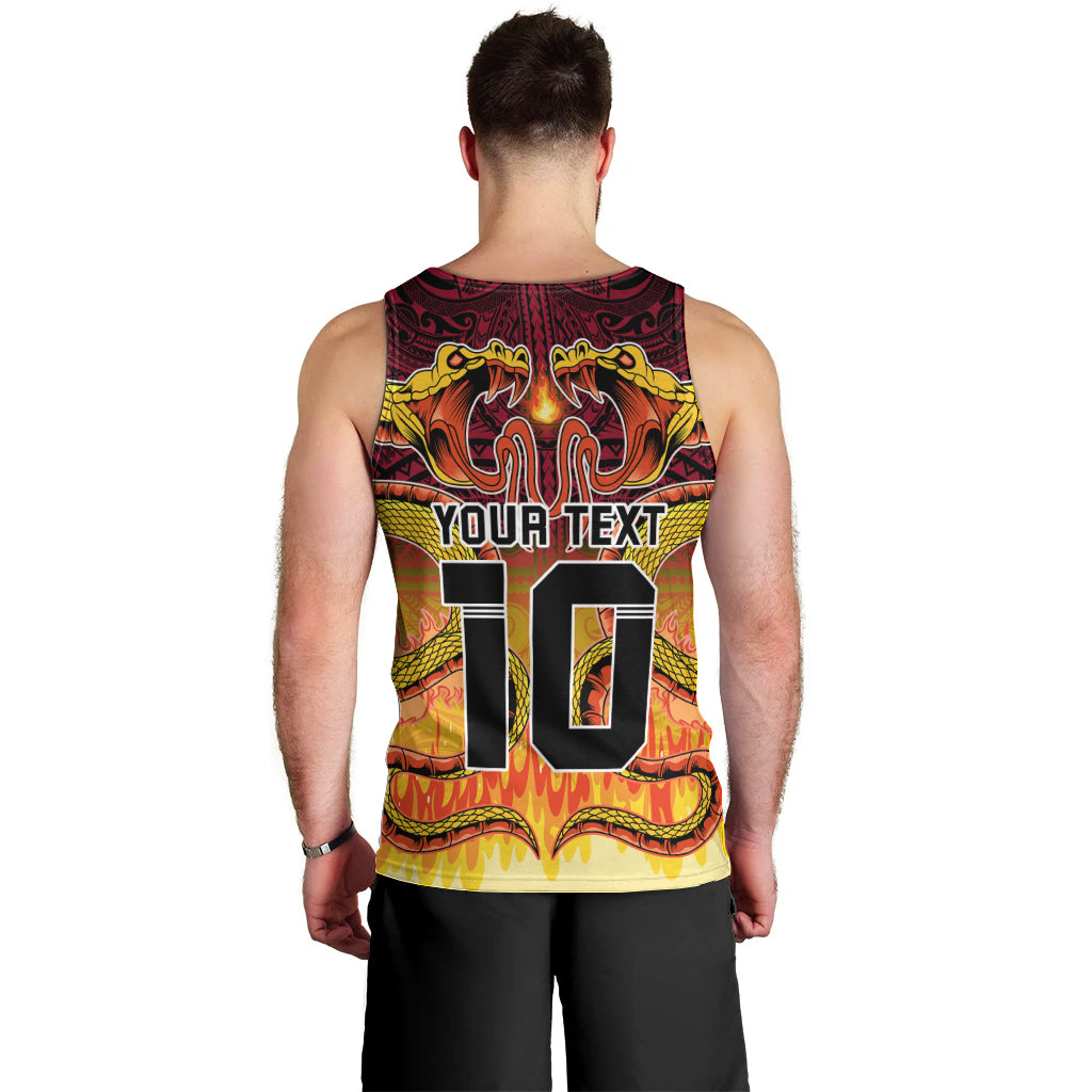 Custom PNG Port Moresby Vipers Rugby Men Tank Top Fire Vipers Mix PNG Bird Polynesian Tattoo LT03 - Polynesian Pride