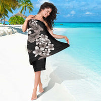Hawaiian Tropical Flowers and Maile Pikake Sarong Polynesian Tribal Pattern Grayscale Mode