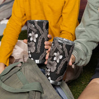 Hawaiian Tropical Flowers and Maile Pikake Tumbler Cup Polynesian Tribal Pattern Grayscale Mode