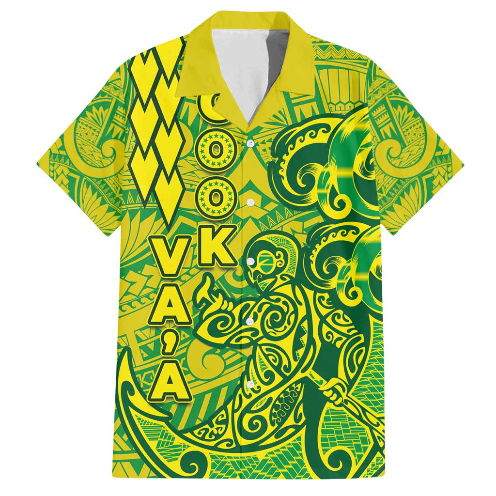 Cook Islands Vaa Polynesian Art Tattoo Family Matching Off Shoulder Short Dress and Hawaiian Shirt National Color
