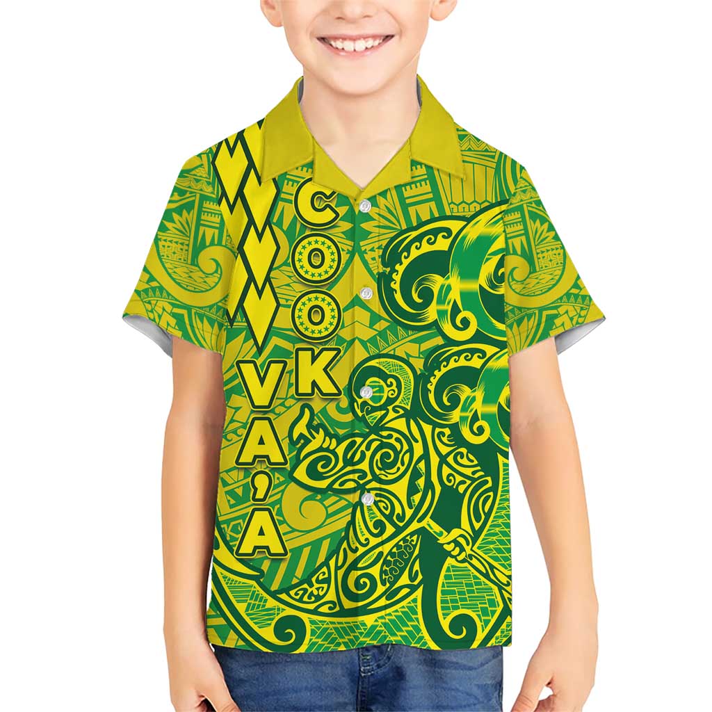 Cook Islands Vaa Polynesian Art Tattoo Family Matching Short Sleeve Bodycon Dress and Hawaiian Shirt National Color