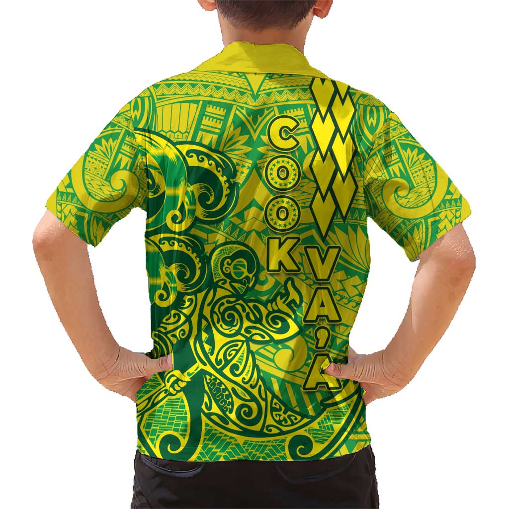 Cook Islands Vaa Polynesian Art Tattoo Kid Hawaiian Shirt National Color