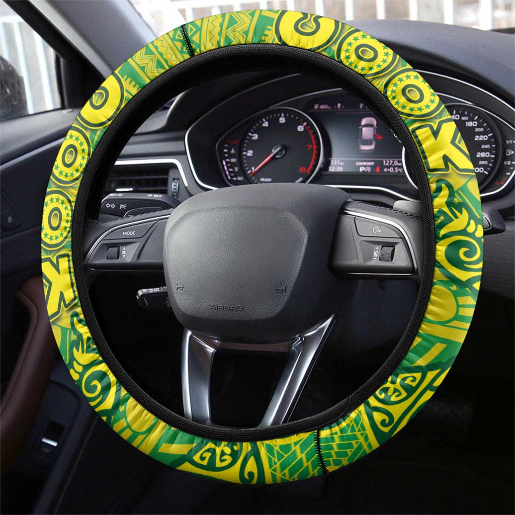 Cook Islands Va'a Polynesian Art Tattoo Steering Wheel Cover National Color LT03 - Polynesian Pride