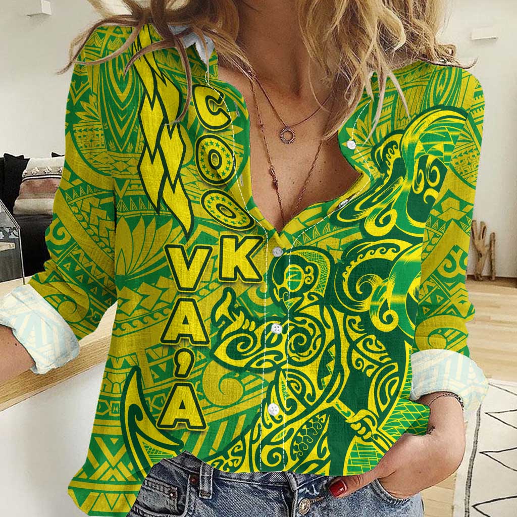 Cook Islands Vaa Polynesian Art Tattoo Women Casual Shirt National Color