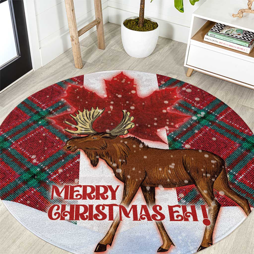 Canadian Christmas - Moose and Maple Retro Style Round Carpet LT03 Red - Polynesian Pride