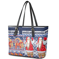 Yule Goat Joulupukki Finnish Christmas Leather Tote Bag Scandinavian Pattern