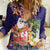 Hawaii Honu Mele Kalikimaka Women Casual Shirt Santa Tropical Flower Aloha Summer Blue Version LT03 Female Blue - Polynesian Pride
