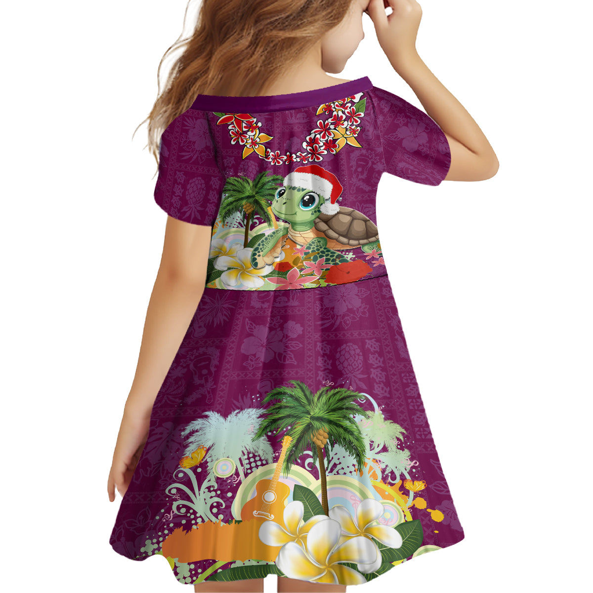 Hawaii Honu Mele Kalikimaka Family Matching Off Shoulder Maxi Dress and Hawaiian Shirt Santa Tropical Flower Aloha Summer Pink Version LT03 - Polynesian Pride