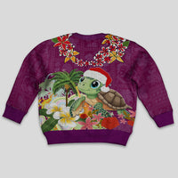 Hawaii Honu Mele Kalikimaka Kid Ugly Christmas Sweater Santa Tropical Flower Aloha Summer Pink Version LT03 - Polynesian Pride