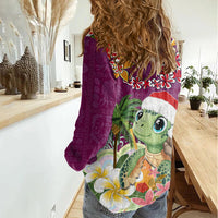 Hawaii Honu Mele Kalikimaka Women Casual Shirt Santa Tropical Flower Aloha Summer Pink Version LT03 - Polynesian Pride
