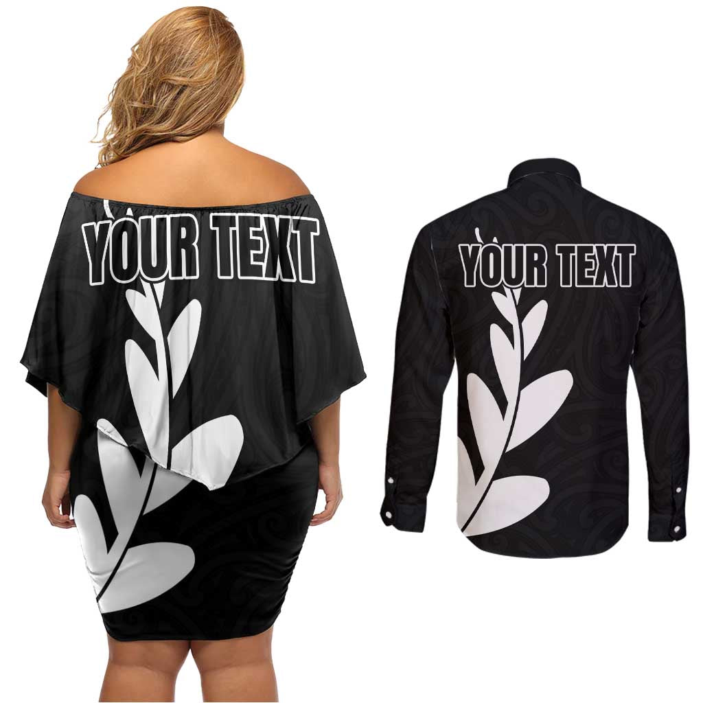 Personalised New Zealand Canoeing Special Jersey Couples Matching Off Shoulder Short Dress and Long Sleeve Button Shirt LT03 - Polynesian Pride