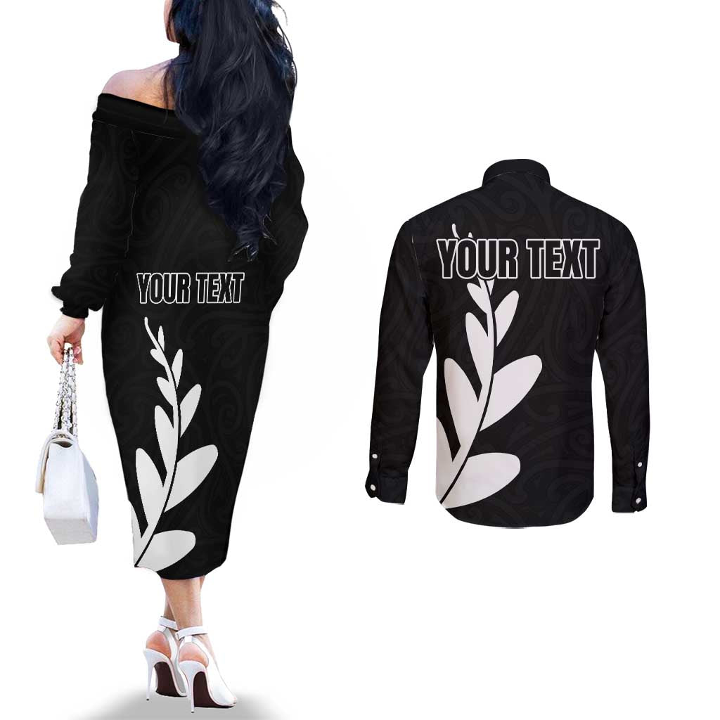 Personalised New Zealand Canoeing Special Jersey Couples Matching Off The Shoulder Long Sleeve Dress and Long Sleeve Button Shirt