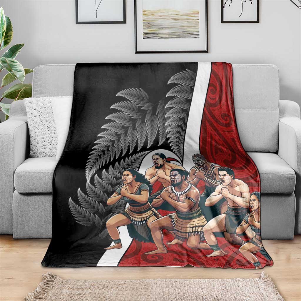 New Zealand Te Matatini Blanket Kapa Haka and Silver Fern - Maori Art Pattern