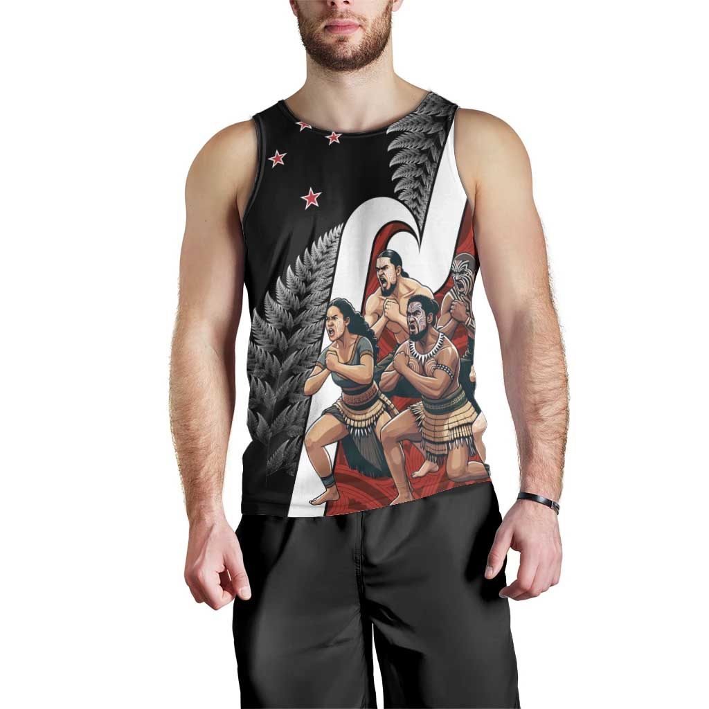 New Zealand Te Matatini Men Tank Top Kapa Haka and Silver Fern - Maori Art Pattern