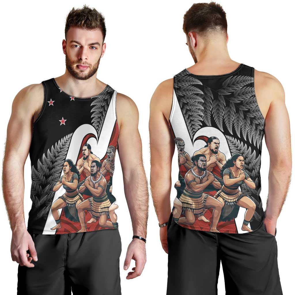 New Zealand Te Matatini Men Tank Top Kapa Haka and Silver Fern - Maori Art Pattern