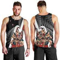 New Zealand Te Matatini Men Tank Top Kapa Haka and Silver Fern - Maori Art Pattern